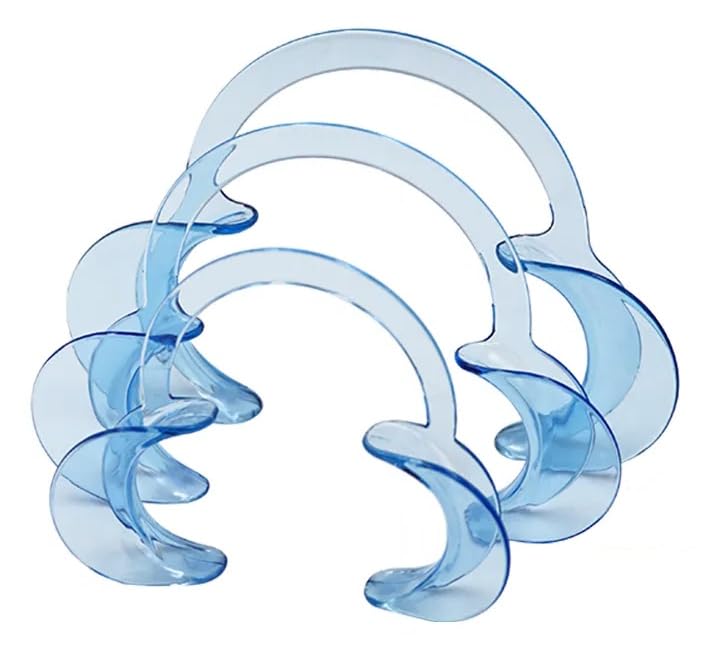 Impressive Smile Dental Cheek Retractor Mouth Opener for Teeth Whitening Clear Blue CShape Size S M L Pack of 3