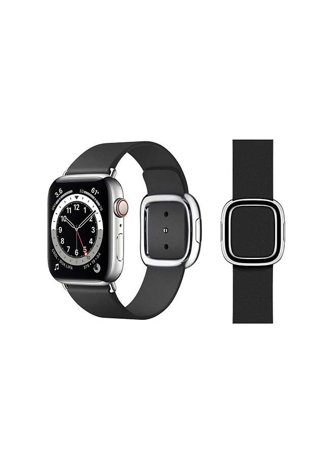 NIBEMINENT Leather Replacement Band For Apple Watch Series 6/SE/5/4/3/2/1 Black