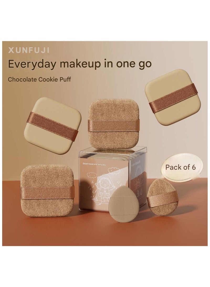 Aquaforest Chocolate Biscuit Puff, Special Air Cushion For Liquid Foundation, Flocked Thumb Dry Wet Dual-use Powder Puff Is Not Easy To Eat, 6 In A Box.  - Image 5