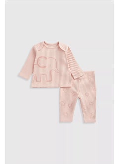 mothercare طقم تي شيرت وسروال ضيق بفيل وردي  - Image 1