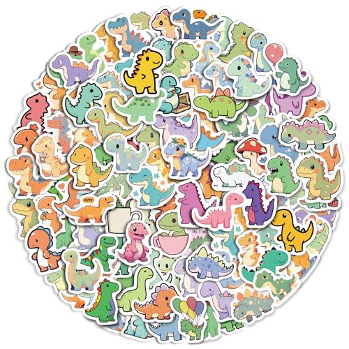 Aowplc 100 Pcs Cute Dinosaur Stickers Pack Vinyl Stickers for Kids Toddlers Dinosaur Party Favors Crafts and Rewards - Image 1