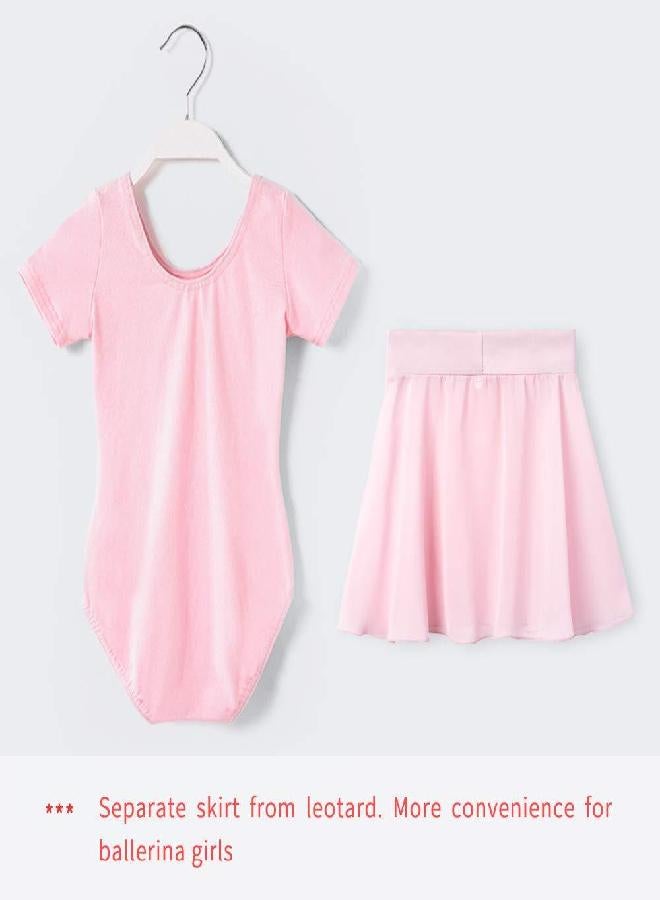 Stelle Stelle Girls Short Sleeve Dance Active Dress Ballet Leotard Combo with Dance Skirt and Dance Tight (Ballet Pink-Pull on, 85, 2-3T)  - Image 1