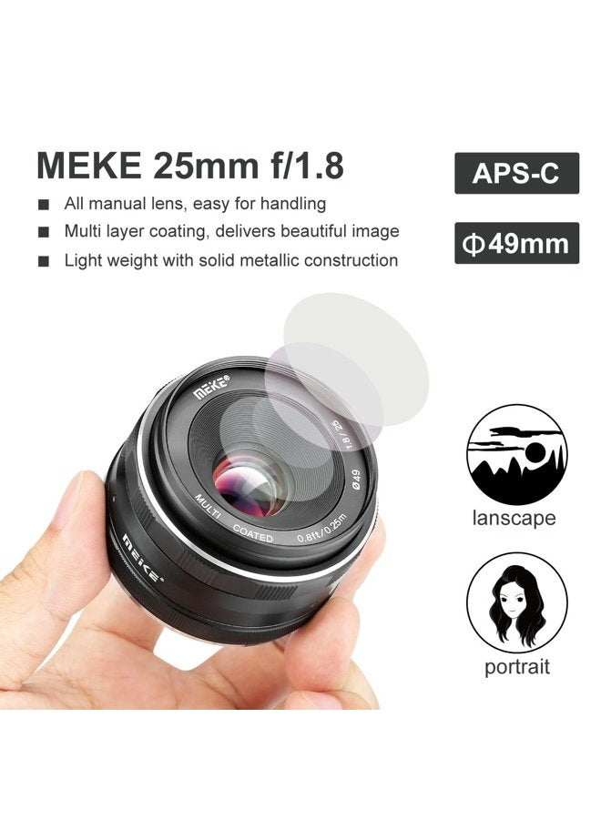 Meike عدسة بزاوية واسعة 25 مم F1.8 بفتحة كبيرة عدسة تركيز يدوي متوافقة مع كاميرات باناسونيك لوميكس وأوليمبوس M43 - Image 4