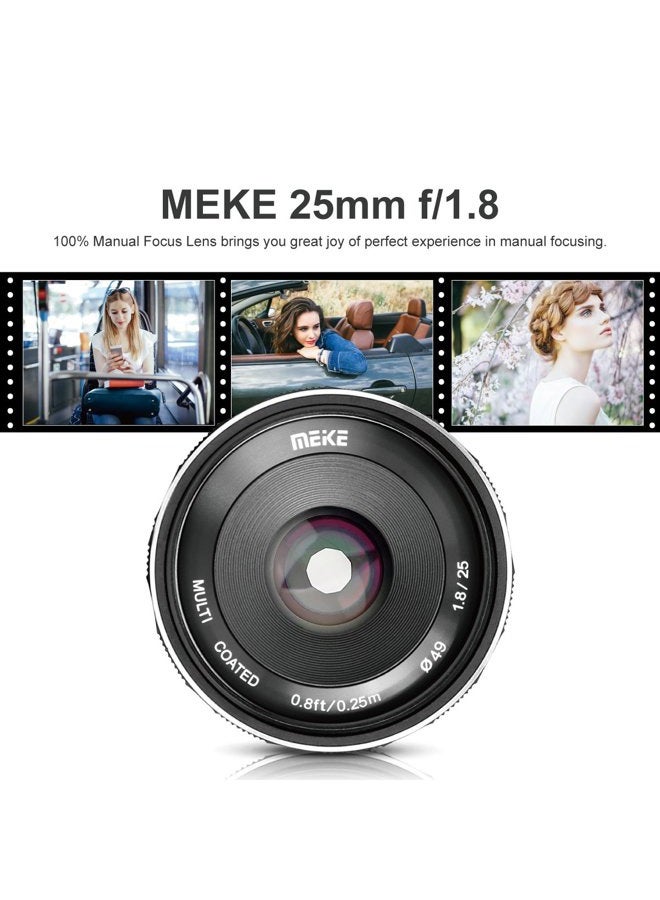 Meike عدسة بزاوية واسعة 25 مم F1.8 بفتحة كبيرة عدسة تركيز يدوي متوافقة مع كاميرات باناسونيك لوميكس وأوليمبوس M43 - Image 2