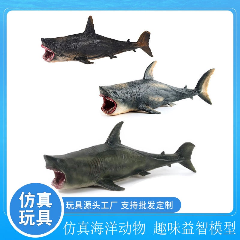 Cross-border New Megalodon Shark Model Toy Deep Sea Shark Great White Shark Simulation Model Ornaments Childrens Small Toys Black Medium Megalodon 