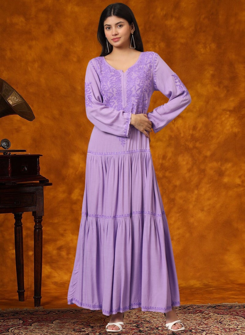 الايا جلابية قطنية مطرزة يدوياً لوكنو شيكانكاري - Image 1