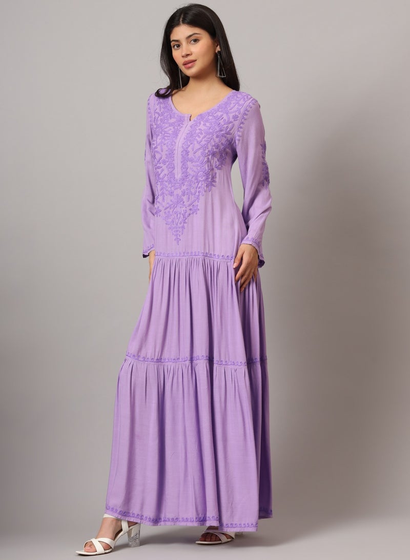 الايا جلابية قطنية مطرزة يدوياً لوكنو شيكانكاري - Image 3