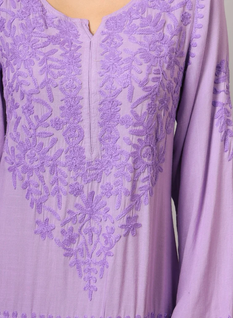 Alaya Hand Embroidered Lucknowi Chikankari  Cotton Jalabiya-AL3942