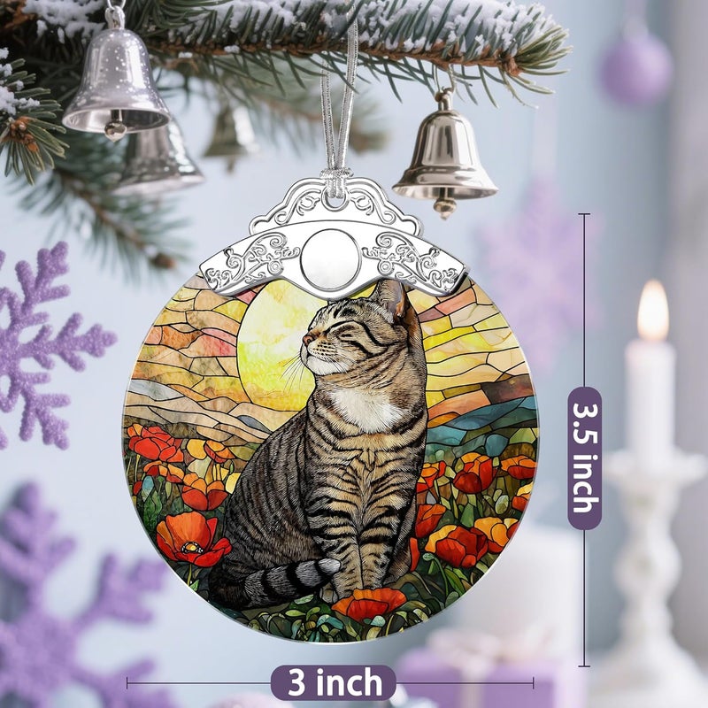 Jocidea Stained Glass Ornament, Christmas Ornaments, Christmas Decorations for Tree, Holiday Ornament, Gifts for Cat Lovers, Holiday Party Gifts, Gift Ideas & Xmas Gift - Cat - Image 4