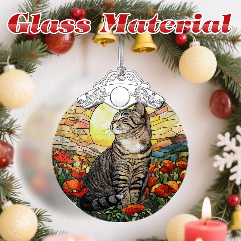 Jocidea Stained Glass Ornament, Christmas Ornaments, Christmas Decorations for Tree, Holiday Ornament, Gifts for Cat Lovers, Holiday Party Gifts, Gift Ideas & Xmas Gift - Cat - Image 3