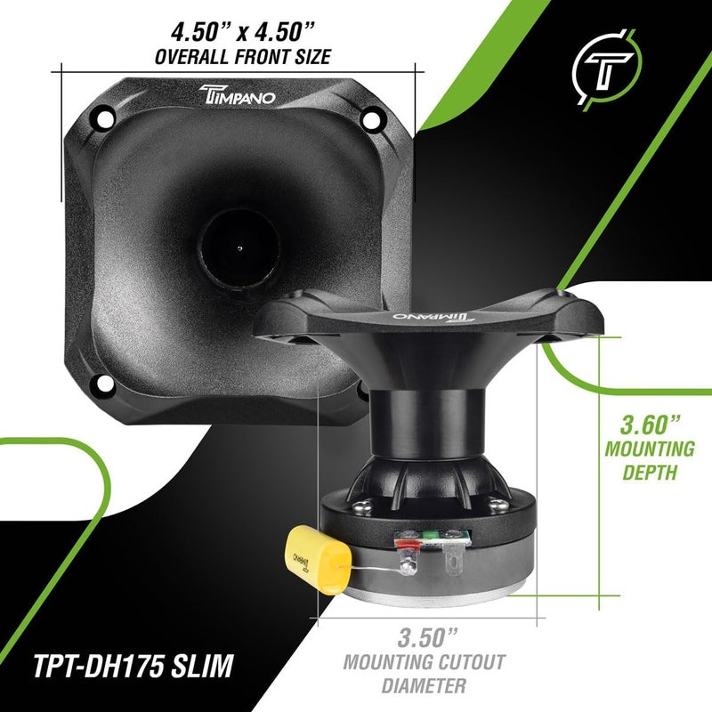 TIMPANO 2X TPT-DH175 Slim Driver Horn, 1 Inch Phenolic Driver + Plastic Slim Horn 500 Watts Max - Ideal for Compact Systems - Smooth Extended Frequency Response (Bundle 2 Horn Drivers) - Image 3