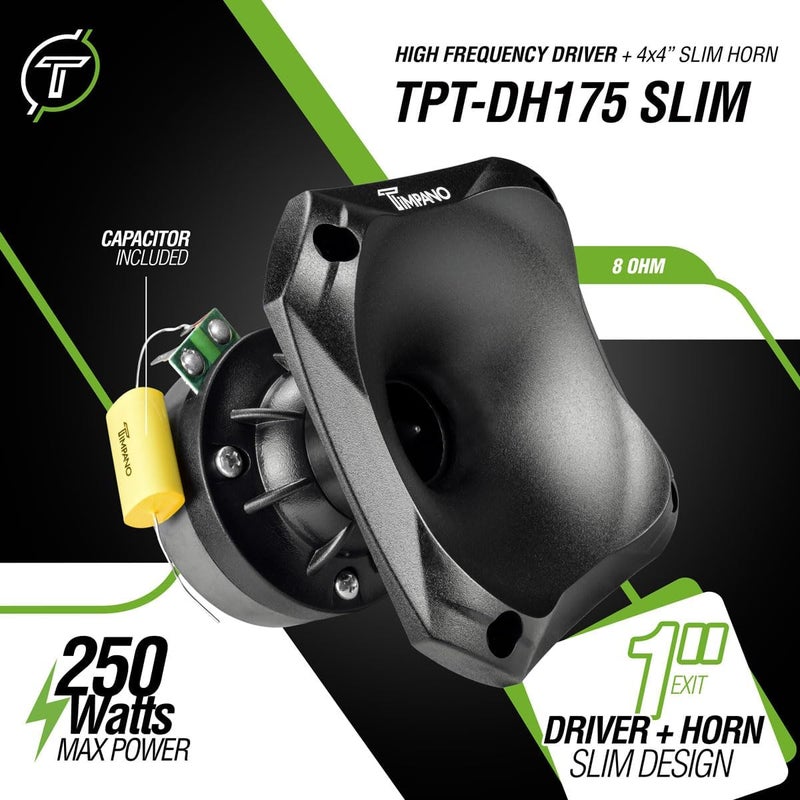 TIMPANO 2X TPT-DH175 Slim Driver Horn, 1 Inch Phenolic Driver + Plastic Slim Horn 500 Watts Max - Ideal for Compact Systems - Smooth Extended Frequency Response (Bundle 2 Horn Drivers) - Image 2