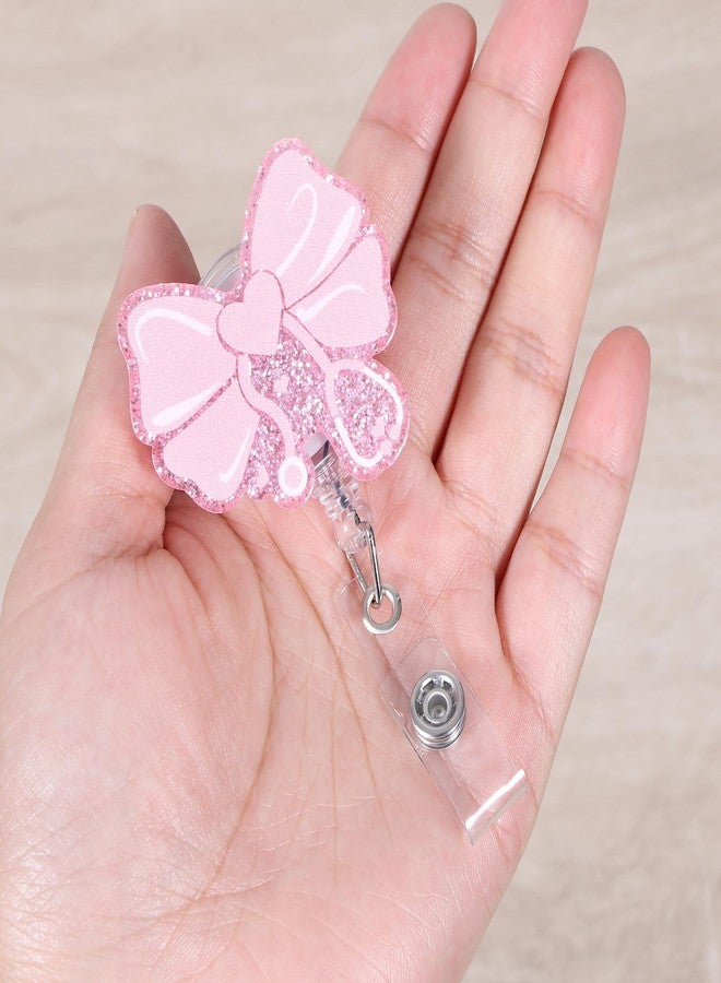 BVIIE Cute Pink Bow Dcotor Nurse Badge Reel | Retractable ID Card Stethoscope Badge Holder | Name Tag Medical Work Badge Clip for RN LPN CNA MA ER ED Night Shift Nurse Nursing Student Doctor Gifts - Image 3