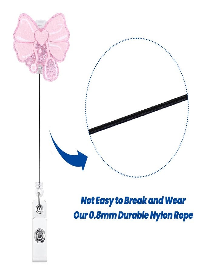 BVIIE Cute Pink Bow Dcotor Nurse Badge Reel | Retractable ID Card Stethoscope Badge Holder | Name Tag Medical Work Badge Clip for RN LPN CNA MA ER ED Night Shift Nurse Nursing Student Doctor Gifts - Image 5