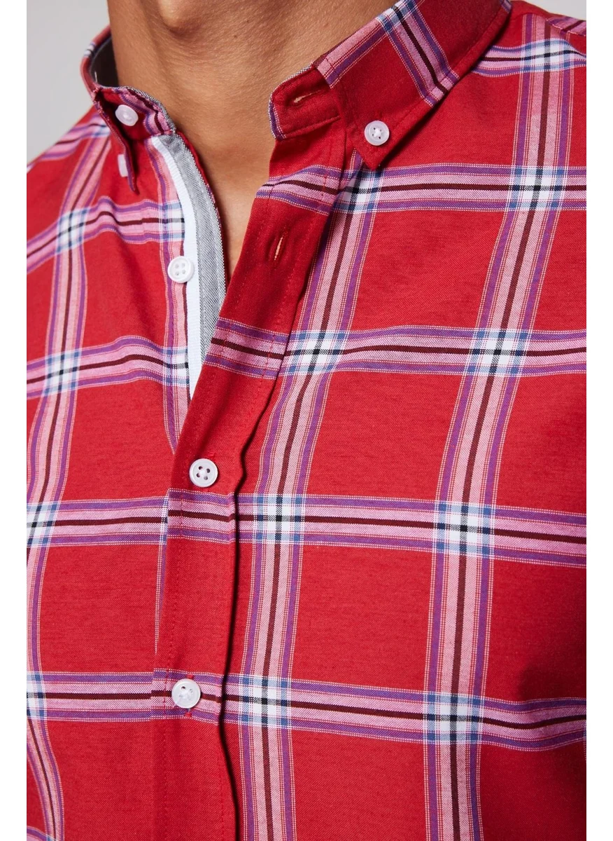 Tudors Slim Fit Checked Cotton Easy Iron Men's Shirt