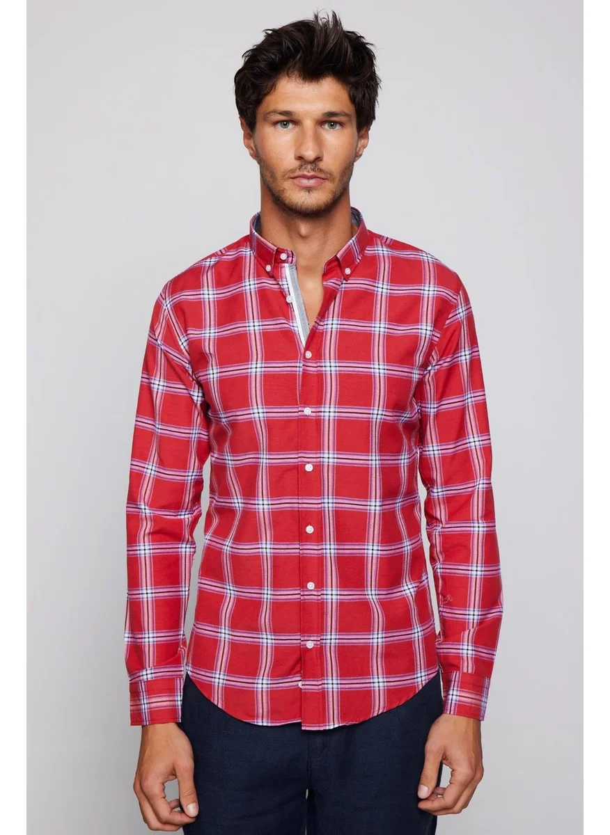 Tudors Slim Fit Checked Cotton Easy Iron Men's Shirt