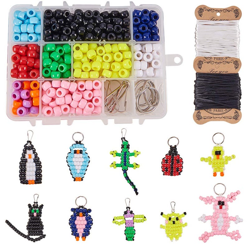 SUNNYCLUE 1 Box 600Pcs 10 Sets Bead Pets Kit 8mm Large Pony Beads Animals Keychain Kit Video tutorials Gecko Lizard Spacers for Christmas Adult Women Gift Fun Supplies Paper Instruction - Image 3