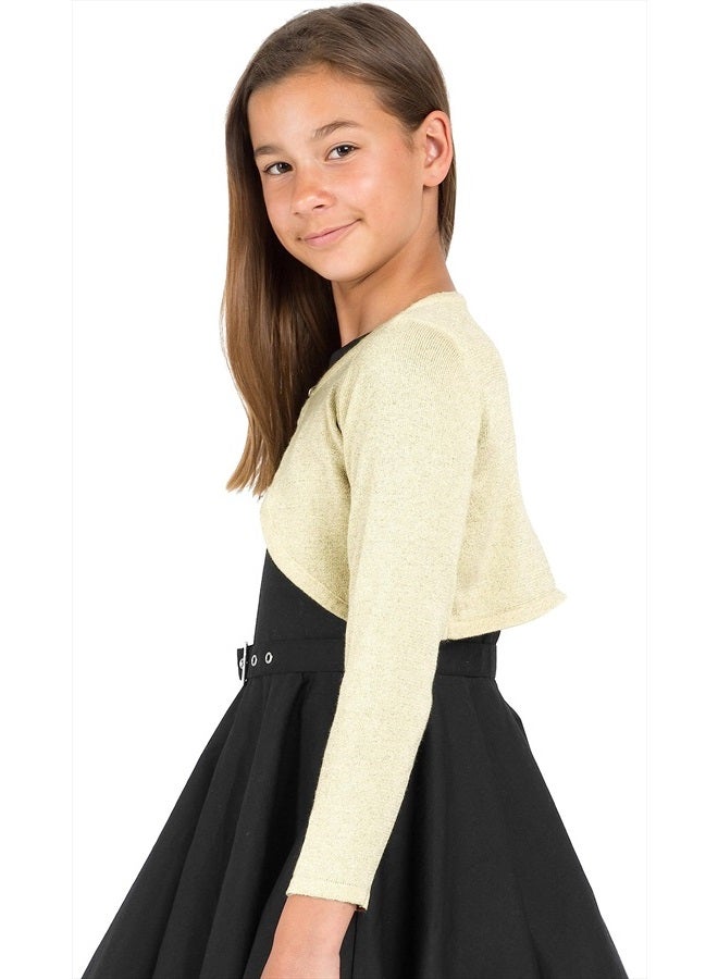 BOLEROSE Girls Long Sleeve Sparkle Cardigan Childrens Kids Bolero Shrug (Champagne, 9-10 YRS) - Image 4