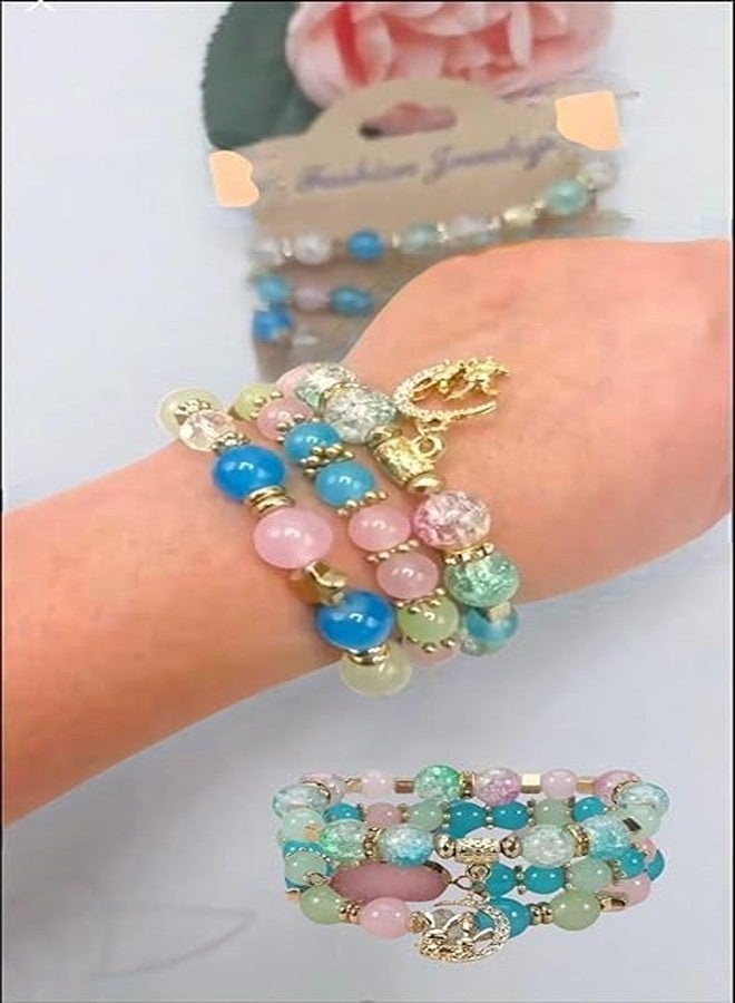 VIYANSHI Fashionable Beaded Multilayer Bracelets for girls and women's. Multicolor flexible crystal Bohemian Stackable Bracelets for women's - Image 4