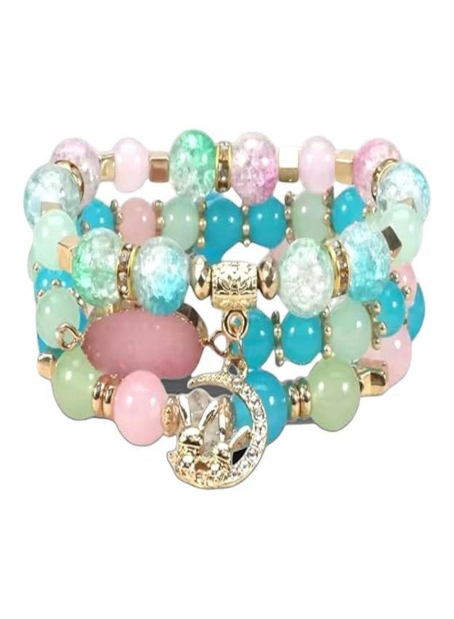 VIYANSHI Fashionable Beaded Multilayer Bracelets for girls and women's. Multicolor flexible crystal Bohemian Stackable Bracelets for women's - Image 1