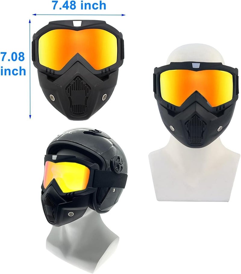 Sixfire Goggle Mask Anti Scratch UV Protective Open Face & Eyewear Windproof Dirt Shield Adjustable Strap Soft Foam Padded Detachable for Cycling Bike Off Road Racing Riding Unisex (Golden) - Image 4