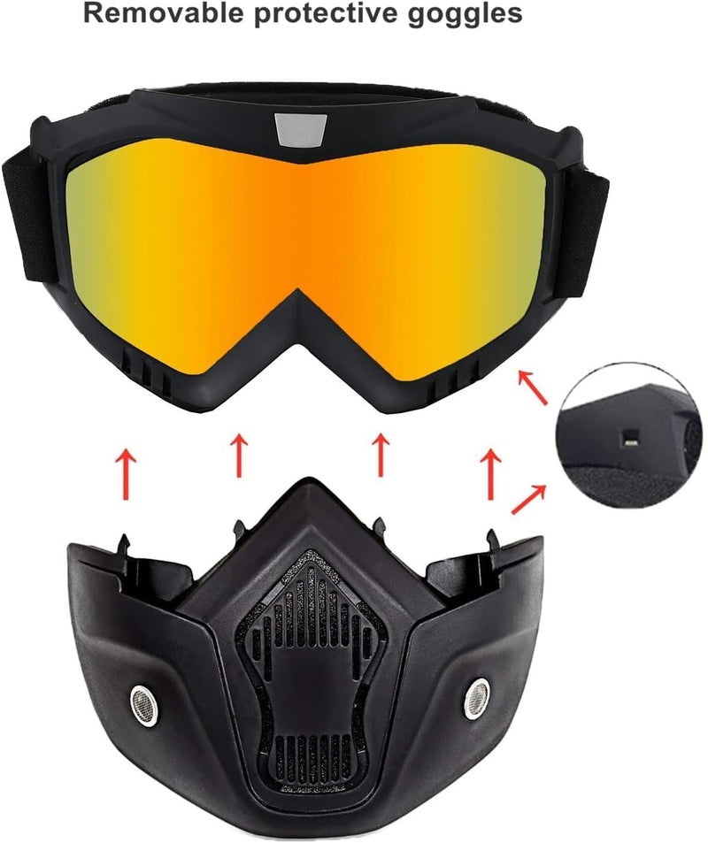 Sixfire Goggle Mask Anti Scratch UV Protective Open Face & Eyewear Windproof Dirt Shield Adjustable Strap Soft Foam Padded Detachable for Cycling Bike Off Road Racing Riding Unisex (Golden) - Image 2