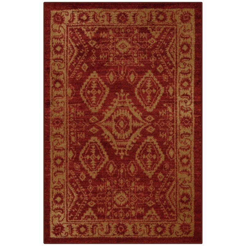 Maples Rugs Georgina Traditional Area Rug Made in USA Washable Non Slip Indoor Carpet for Entryway Foyer Kitchen and Bathroom 26 x 310 RedGold - Image 2
