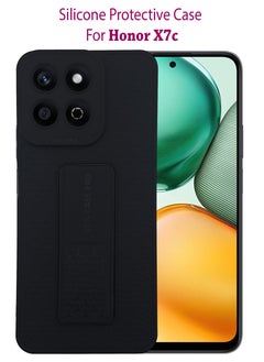 Waldic Honor X7c Premium Case | Premium Silicone Magnetic Hand Grip Case Cover Designed for Honor X7c | Honor X7c Case Camera and Drop Protection Thin Protective Back Cover Case for Honor X7c - Black  - Image 1