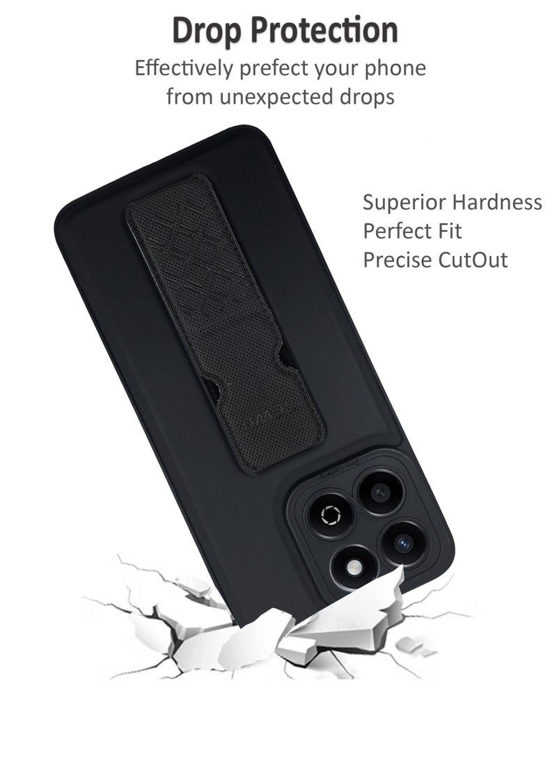 Waldic Honor X7c Premium Case | Premium Silicone Magnetic Hand Grip Case Cover Designed for Honor X7c | Honor X7c Case Camera and Drop Protection Thin Protective Back Cover Case for Honor X7c - Black - Image 2