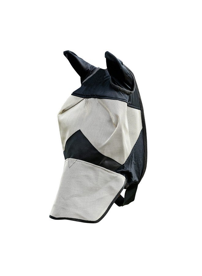 هورز قناع ذبابة الخيل مع غطاء للأنف والأذنين | شبكة دقيقة متينة مع حماية من الأشعة فوق البنفسجية - بني فاتح/أسود - حصان - Image 1