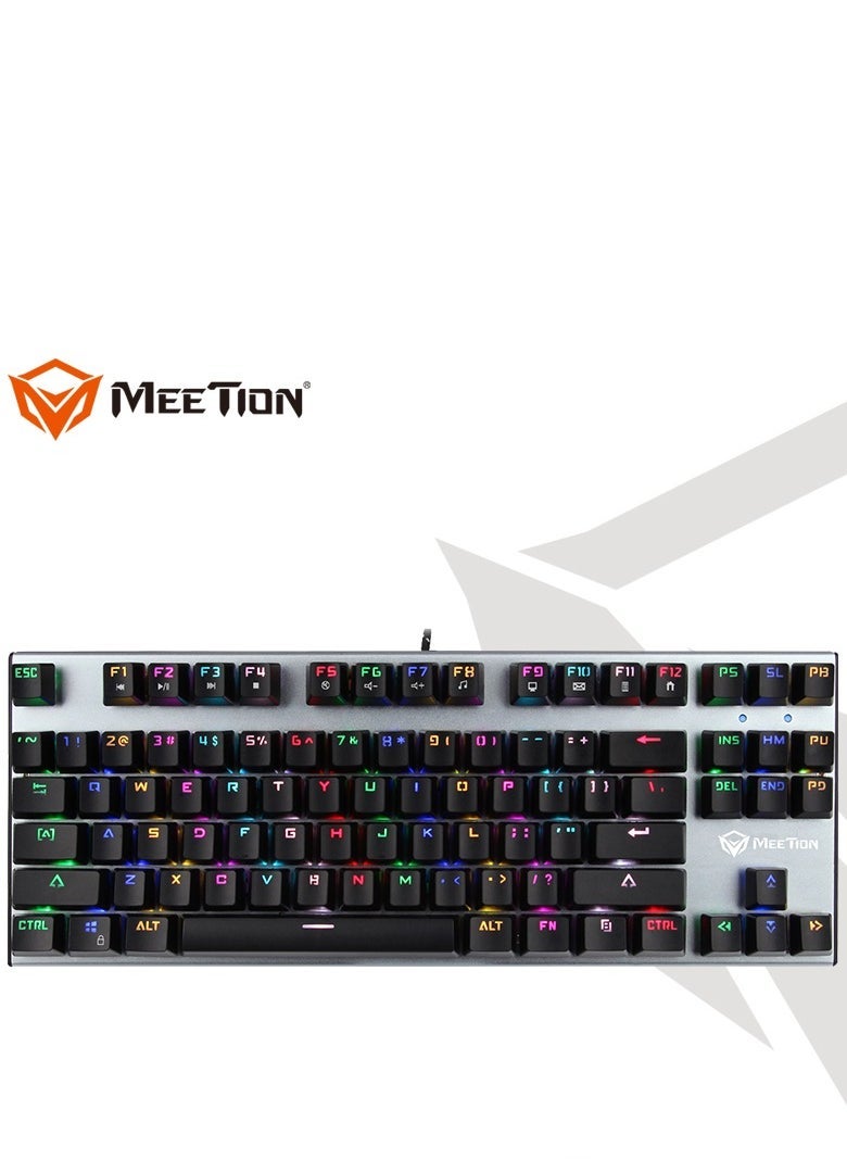 ميشين Meetion MK04 TKL Mechanical Gaming Keyboard – RGB Backlit, Blue Switches, Full Key Anti-Ghosting, Multimedia Function Keys, Ergonomic Tenkeyless Design, USB Wired for PC/Laptop Gaming - Image 1