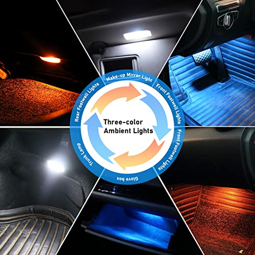 Jaronx Compatible with Mercedes Benz Ambient Lights for C Class W204/E W212/S Class W221, Three Colors LED Ambient Lighting Interior Lights for Footwell Lamp, Trunk Lamp, Make-up Mirror Lighting - Image 5