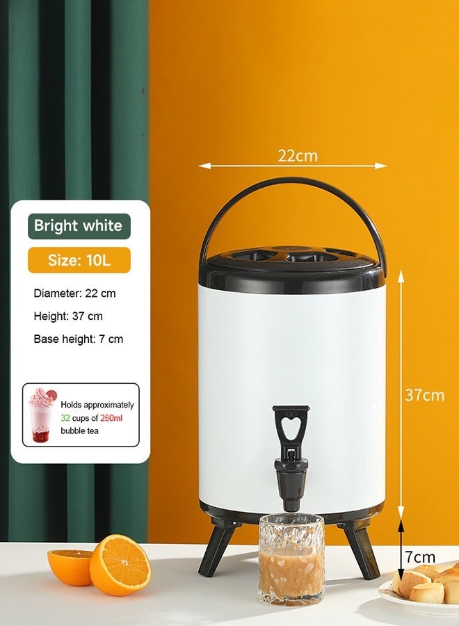 10L stainless steel double-layer milk tea bucket, heat preservation bucket, commercial large-capacity water, soy milk, juice, coffee and beverage, herbal tea bucket - Image 1