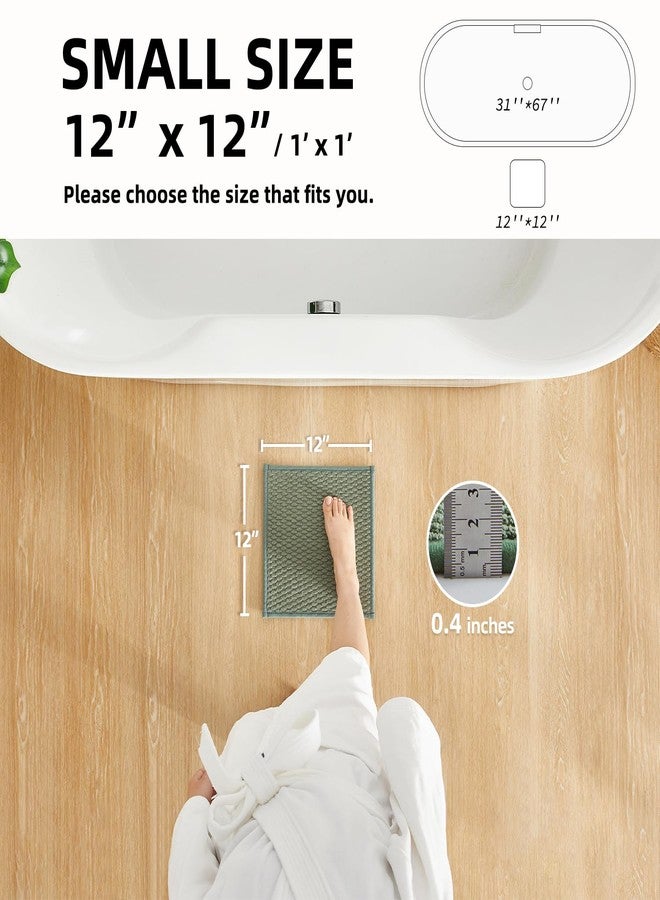 TYUU Small Bathroom Rugs Non Slip Washable Bath Rugs Super Absorbent Bathroom Rug Thin Quick Dry Low Pile Bath Mats, Sage Green 12"x12" - Image 2