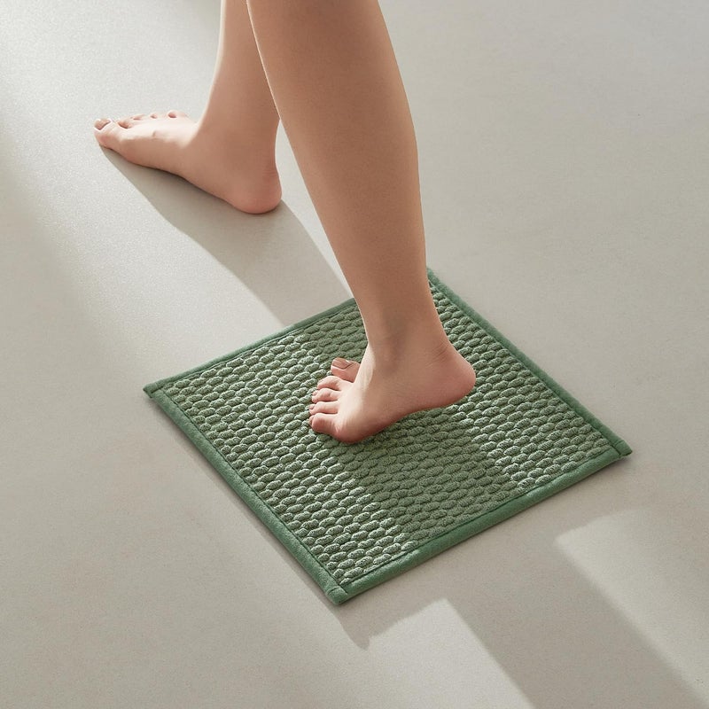 TYUU Small Bathroom Rugs Non Slip Washable Bath Rugs Super Absorbent Bathroom Rug Thin Quick Dry Low Pile Bath Mats, Sage Green 12"x12" - Image 1