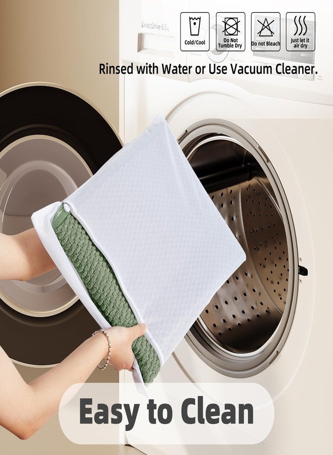TYUU Small Bathroom Rugs Non Slip Washable Bath Rugs Super Absorbent Bathroom Rug Thin Quick Dry Low Pile Bath Mats, Sage Green 12"x12" - Image 5
