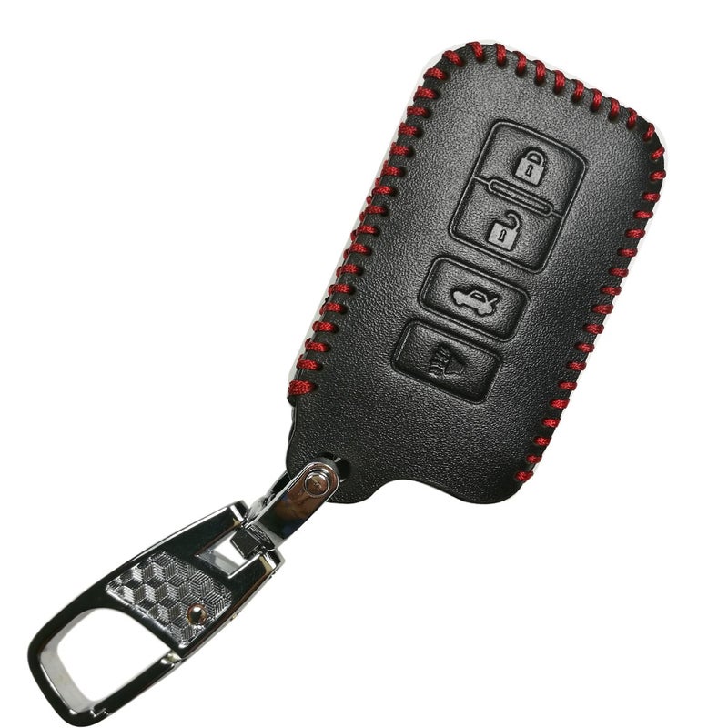 غطاء مفتاح ذكي جلد Coolbestda 4 أزرار عن بُعد واقي لحامل دخول بدون مفتاح لسيارات تويوتا RAV4 Sequoia Highlander Avalon Corolla Camry 2015 2016 2017 2018 2019 2020 2021 2022 HYQ14FBA