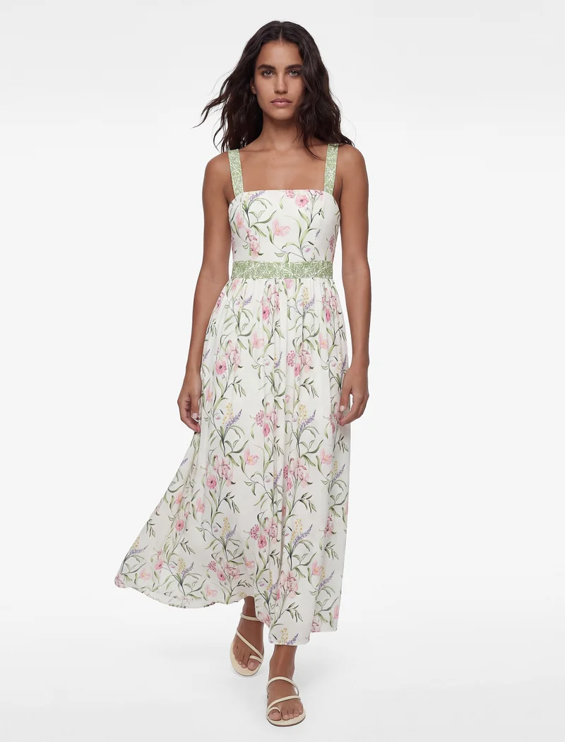 كوتون Floral Midi Dress