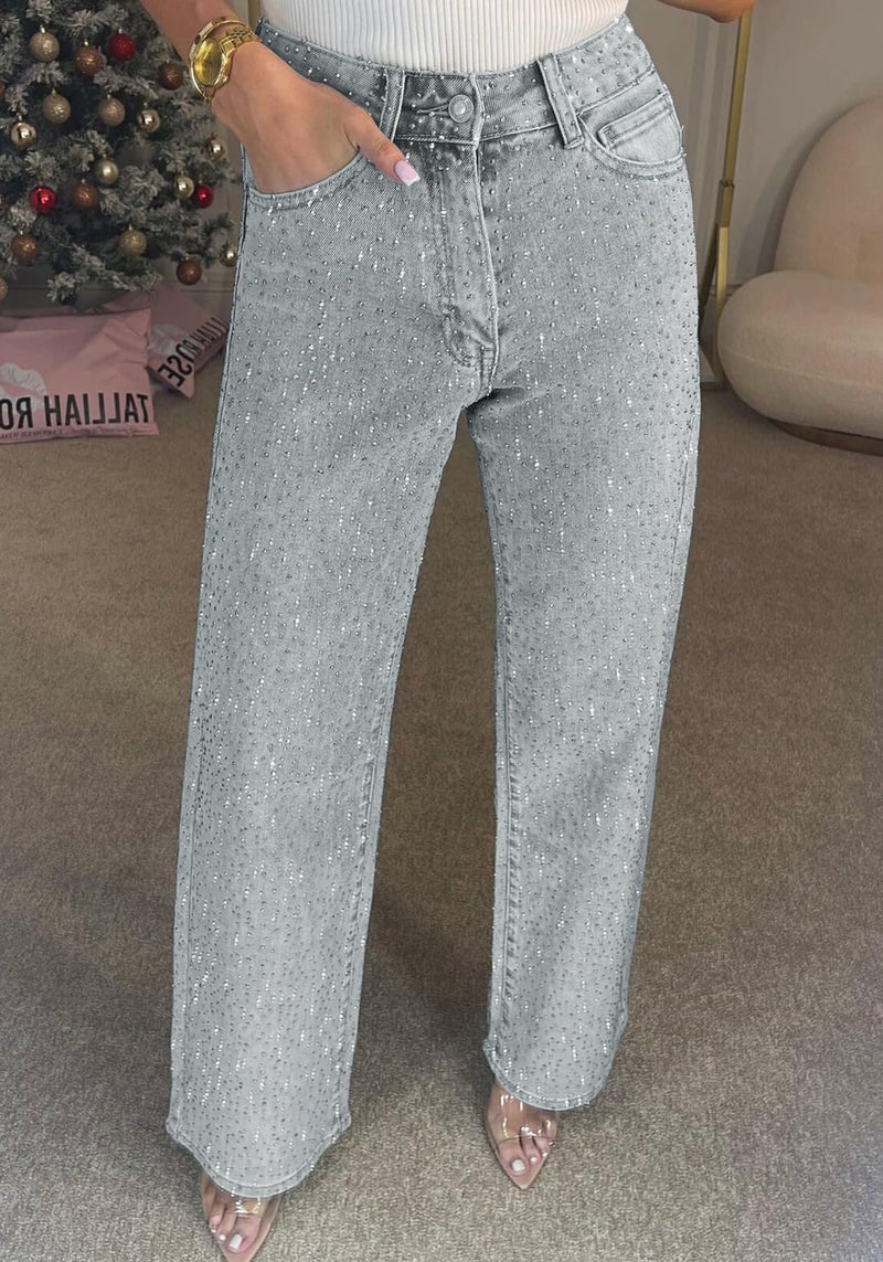 Unybwonn Women's Straight Leg High Waist Baggy Denim Jeans Loose Boyfriend Casual Stretchy Jeans Light Grey - Image 3