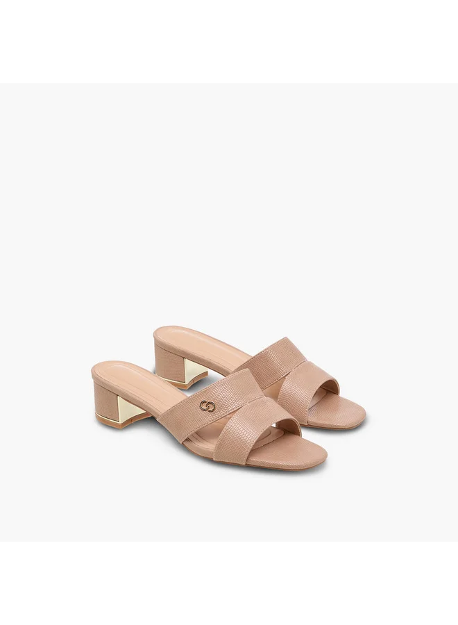 سيليست Women's Textured Slip-On Sandals with Block Heels