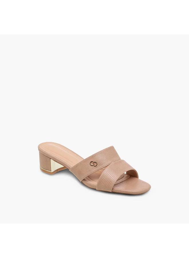 سيليست Women's Textured Slip-On Sandals with Block Heels