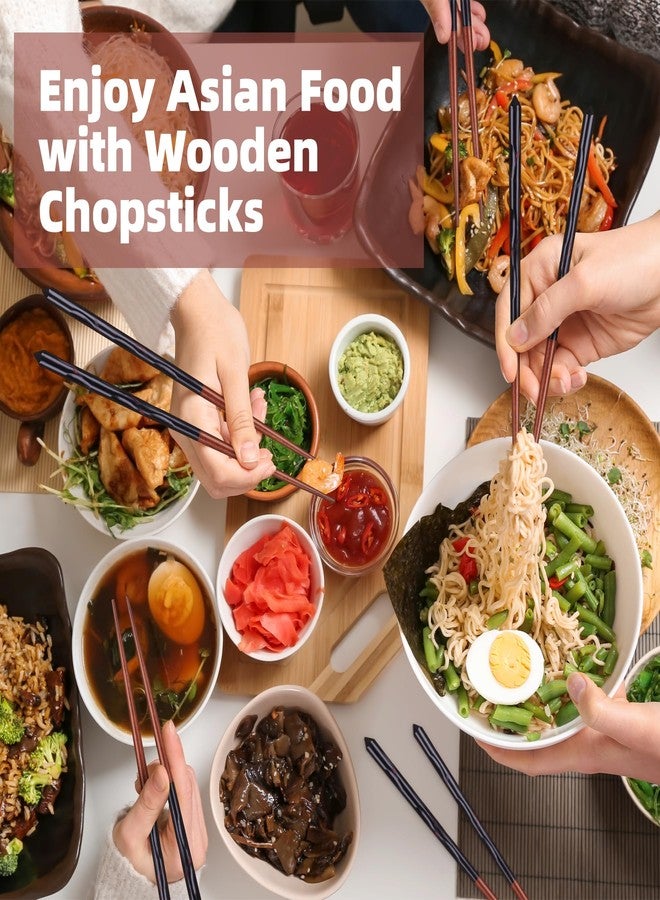 أنتنر طقم عيدان طعام من خشب صلب قابل لإعادة الاستخدام من أنتنر، 5 أزواج، على الطراز الياباني، مصنوع يدويًا من الخشب الطبيعي، 9 بوصات، هدية مثالية - Image 4