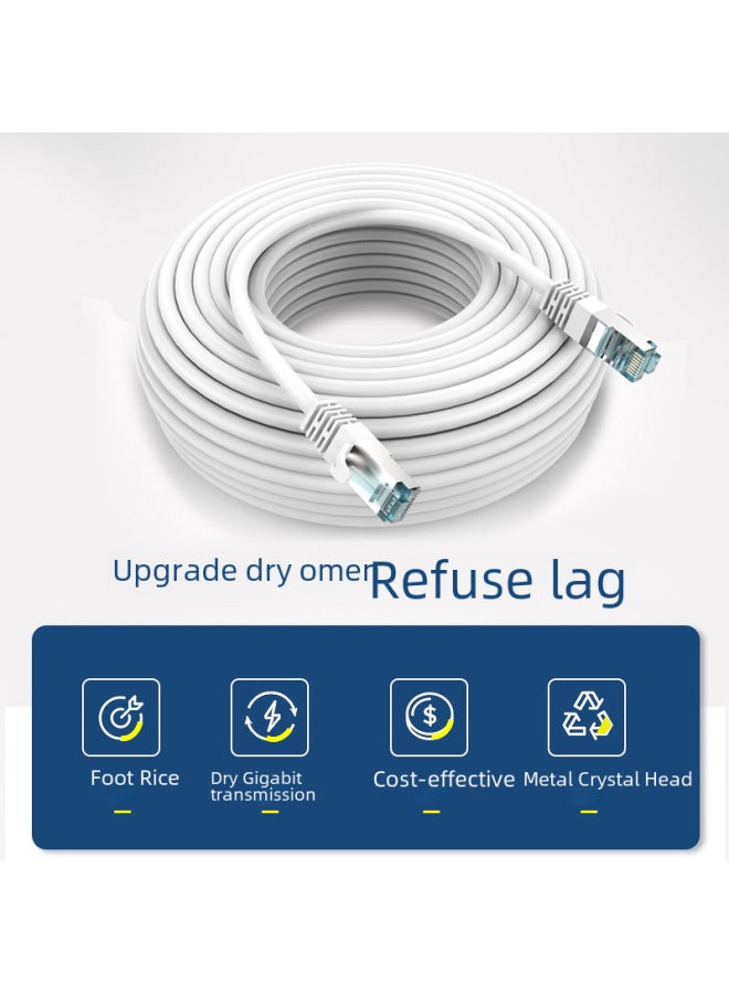 Six Types Of Network Cable 10m15m20 Meters Super 6 Types Of Outdoor Computer Broadband Router Finished Network Cable Household Gigabit-Line Length:Upgrade Gigabit Network Speed (Metal Head/Thick Line) White 50 M  - Image 2