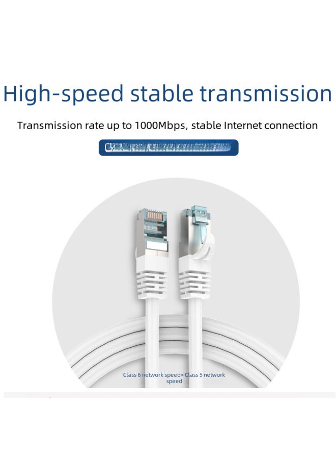 Six Types Of Network Cable 10m15m20 Meters Super 6 Types Of Outdoor Computer Broadband Router Finished Network Cable Household Gigabit-Line Length:Upgrade Gigabit Network Speed (Metal Head/Thick Line) White 50 M  - Image 3