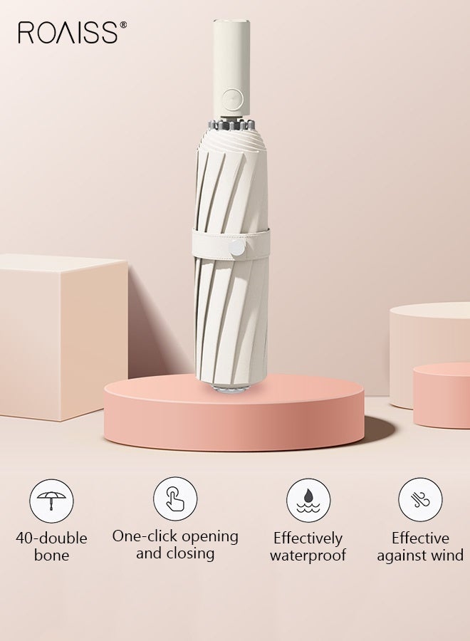 roaiss Unisex Full Automatic Umbrella Rain and Shine Dual Use Large Reinforced Thickened Portable Arc Umbrella for UV Protection Strong Rain Resistant and Windproof Parasol - Image 5