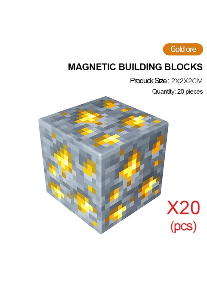 ماين كرافت 20 قطعة مكعبات مغناطيسية لبناء شخصيات ماينكرافت، ألعاب تركيبية قابلة للتكديس - Image 1
