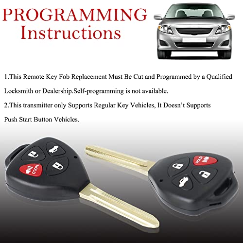 MechanMagic Key Fob Remote Replacement Fits for Toyota Camry 2007 2008 2009 2010 2011/Corolla 2009-2010 HYQ12BBY Keyless Entry Remote Control 89070-06232(Pack of 2) - Image 5