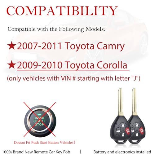 MechanMagic Key Fob Remote Replacement Fits for Toyota Camry 2007 2008 2009 2010 2011/Corolla 2009-2010 HYQ12BBY Keyless Entry Remote Control 89070-06232(Pack of 2) - Image 3