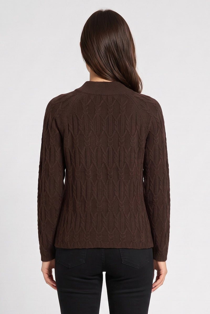 Threadbare Women Crew Neck Knitted Sweater, Brown - Image 4