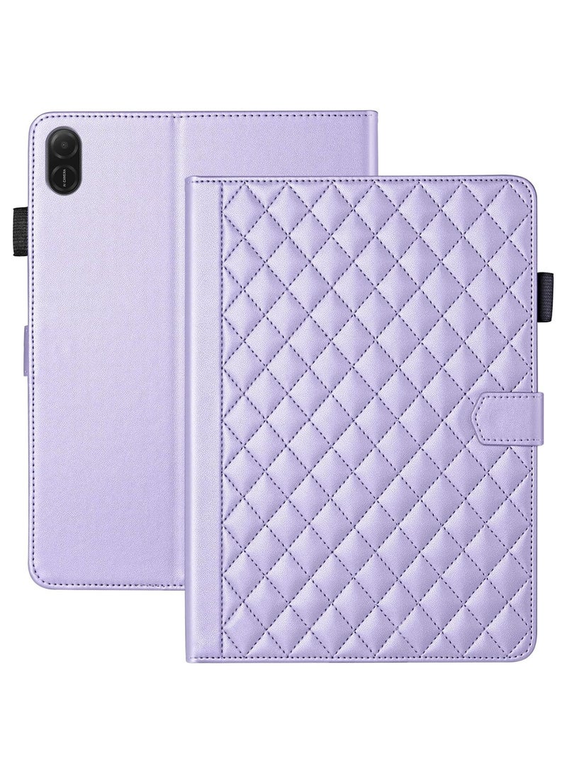 VKL Case for Honor Pad X8a 11.0 inch, Rhombus Pattern PU Leather Multiple Viewing Angles Stand Slim Folio Cover (Purple) - Image 1